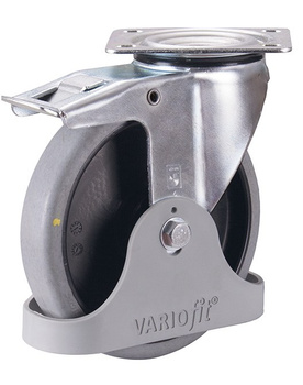 Koło z hamulcem, 200 x 40 mm, szare (ESD) VARIOfit dpg-200.036
