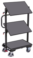 Wózek na skrzynki z 3 półkami, półki nachylane, RAL 7016 VARIOfit sw-400.803/AG