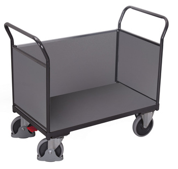 Wózek systemowy z 3 burtami z płyty, RAL 7016 VARIOfit sw-700.302/AG