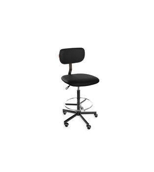 Krzesło Black Eco H+RING WH z podnóżkiem — ekoskóra na kółkach