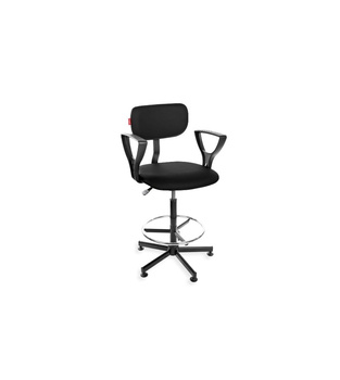 Krzesło Black Eco H+RING PD z podłokietnikami z podnóżkiem — ekoskóra na stopkach