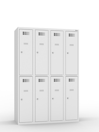 Szafka skrytkowa metalowa SUS 342W, 8 skrytek (4×2), 1800×1200×500 mm, jasnoszara RAL 7035 – Malow