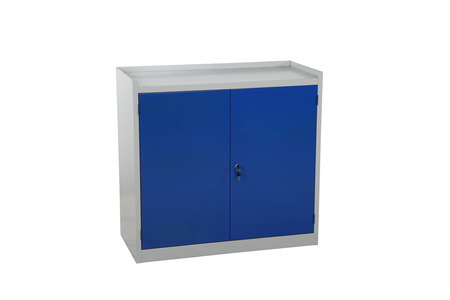 Szafka narzędziowa dwudrzwiowa 900×950×450 mm z szufladami, niebiesko-szara