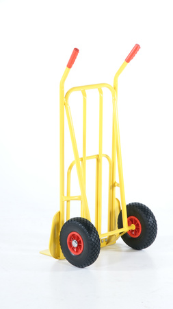 Wózek ręczny magazynowy 250 kg, wysuwana płyta, koła z pianki PU, żółty – HT1826