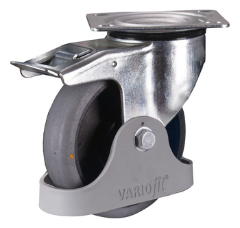 Koło z hamulcem, 160 x 40 mm, szare (ESD) VARIOfit dpg-160.036