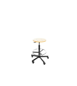 Taboret BlackTab 02 H+RING WH z podnóżkiem — sklejka lakierowana na kółkach