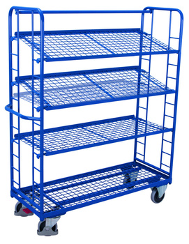Wózek piętrowy z 4 półkami z siatki VARIOfit sw-640.212