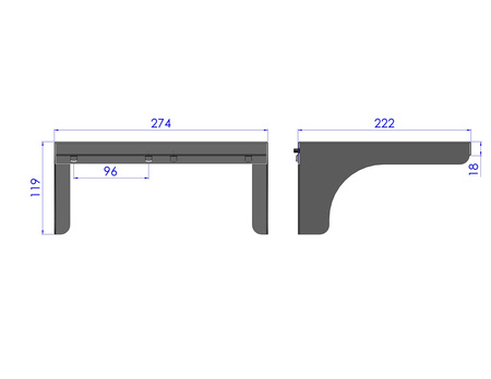 Zawieszka półka L- 275 [mm] ZWN-16