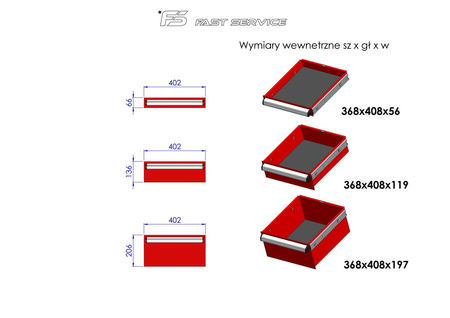 Wózek warsztatowy MEGA z 14 szufladami PM-211-22