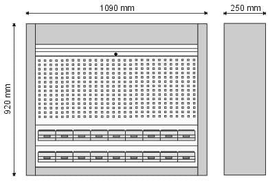 Gablota narzędziowa zamykana roletą alu z listwami na 18 pojemników P2 (P-4-03-04)