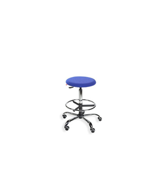 Taboret BlackTab 01 chrome H+RING WH chromowane z podnóżkiem — tkanina BEST na kółkach