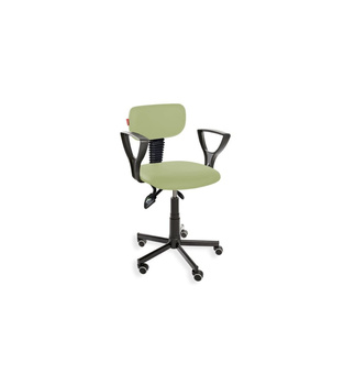 Krzesło Black Eco asynchro PD WH z podłokietnikami — ekoskóra na kółkach