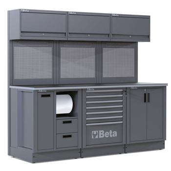 Zestaw mebli warsztatowych z blatem PCV 2240 mm i 3 modułami, system RSC50 2.0 – Beta RSC50/2.0/E