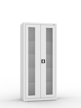 Szafa lekarska NSML 112 przeszklona, 4 półki szklane, 1800×800×435 mm, jasnoszara RAL 7035 – Malow