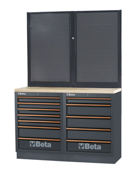 Zestaw mebli warsztatowych 1360 mm, 12 szuflad, blat inox, system C45PRO 2.0 – Beta C45PRO2.0/BPX-1.3