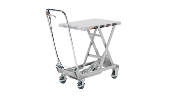 Aluminium-Scherenwagen mit Fußpumpe 100 kg, leicht, Polyurethanräder – ALT10