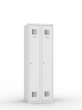 Szafa ubraniowa metalowa SUM 320W, 2 komory, 1800×600×500 mm, jasnoszara RAL 7035 – Malow