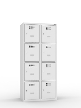 Szafka skrytkowa metalowa SUS 424W, 8 skrytek, 1800×800×500 mm, jasnoszara RAL 7035 – Malow