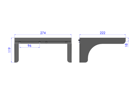 Zawieszka półka L- 275 [mm] ZWN-16