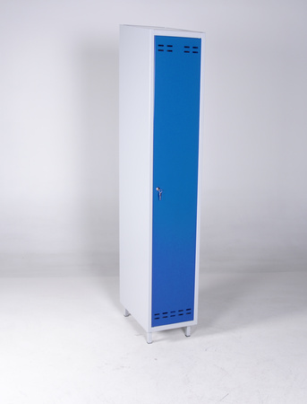 Workwear locker, 1-door, 1920×350×550 mm, blue-grey