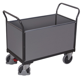 Wózek systemowy z 4 burtami z płyty, RAL 7016 VARIOfit sw-500.400/AG