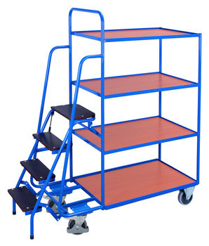 Wózek magazynowy do kompletacji, 4- półkowy, wysok VARIOfit sw-600.617
