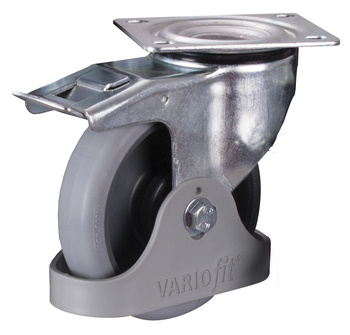 Koło z hamulcem, 160 x 40 mm, szare (termoplastyczne) VARIOfit dpg-160.050