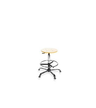 Taboret BlackTab 02 chrome H+RING chromowane z podnóżkiem — sklejka lakierowana na stopkach