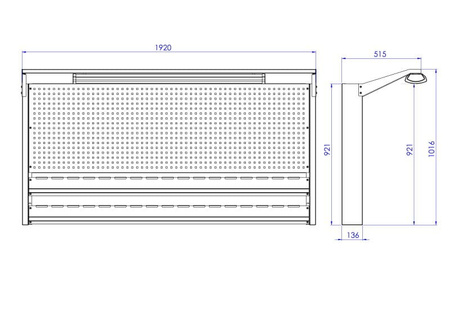 N-4-09-04 Tablica na narzędzia 920mm x 1920mm x 135mm z oświetleniem