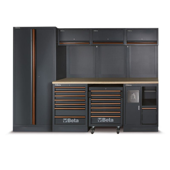 Zestaw mebli warsztatowych z 268 narzędziami, blat inox 2040 mm, system C45PRO 2.0 – Beta 4500/C45PRO/2X/268UT