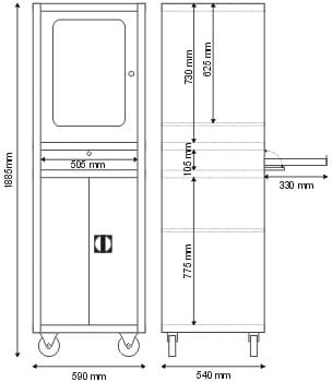 Szafa komputerowa - wersja na kółkach P-1-09-04
