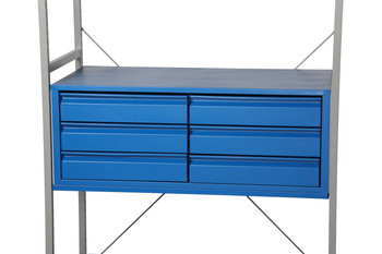 Moduł z 6 szufladami 1000×500 mm do regału warsztatowego, niebieski – Hyllo