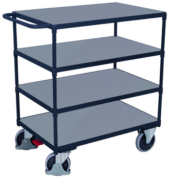 Ciężki wózek stołowy z 4 powierzchniami użytkowymi, RAL 7016 VARIOfit sw-700.700/AG