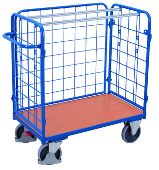 Niski wózek do paczek, 3 ściany VARIOfit sw-500.313