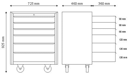Szafka narzędziowa z 6 szufladami N-1-04-02