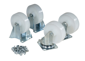 Zestaw kół nylonowych 160 mm, oprawy ze stali nierdzewnej, 300 kg/koło – NYR 160-45