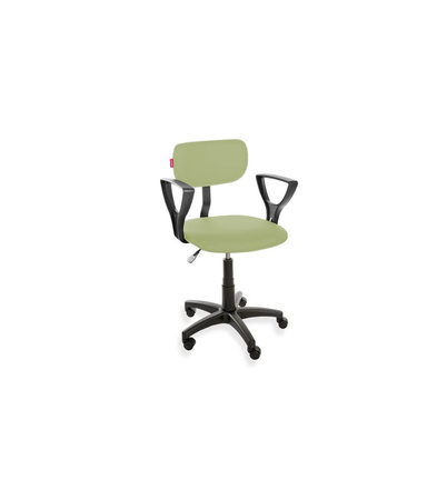 Krzesło ErgoPlus Eco PD WH z podłokietnikami — ekoskóra na kółkach