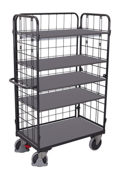 Wózek systemowy z 3 burtami z płyty, RAL 7016 VARIOfit sw-800.305/AG