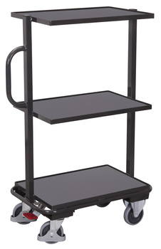 Wózek na skrzynki z 3 półkami, RAL 7016 VARIOfit sw-400.801/AG