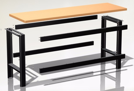 N-3-00-02 STÓŁ WARSZTATOWY PODSTAWOWY  BLAT OBITY GUMĄ  (SZER. BLATU 1960 mm)