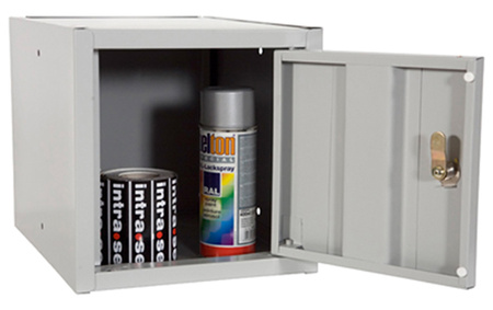 Small metal storage cabinet 275×355×275 mm, grey