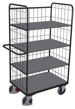 Wysoki wózek piętrowy ze składanymi półkami, RAL 7016 VARIOfit sw-700.250/AG