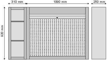 Gablota narzędziowa zamykana roletą aluminiową z dostawką P-4-02-04