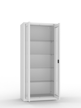 Szafa lekarska NSML 112 przeszklona, 4 półki szklane, 1800×800×435 mm, jasnoszara RAL 7035 – Malow