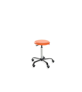 Taboret BlackTab Eco chrome WH chromowane — ekoskóra na kółkach