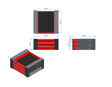 M-3-02-3xS70 Szuflada do szafy M-3-02