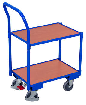 Euro system trolley with 2 load surfaces (edge: 10 mm) and push handle VARIOfit sw-410.552