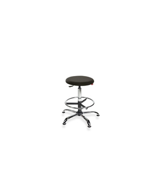 Taboret BlackTab 01 chrome H+RING chromowane z podnóżkiem — tkanina BEST na stopkach