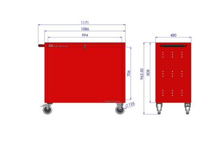 Wózek warsztatowy TRUCK z 8 szufladami PT-212