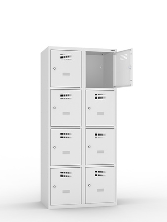 Szafka skrytkowa metalowa SUS 424W, 8 skrytek, 1800×800×500 mm, jasnoszara RAL 7035 – Malow